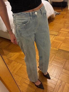 Light Blue Womens Jeans - Relaxed High-Rise Straight Leg